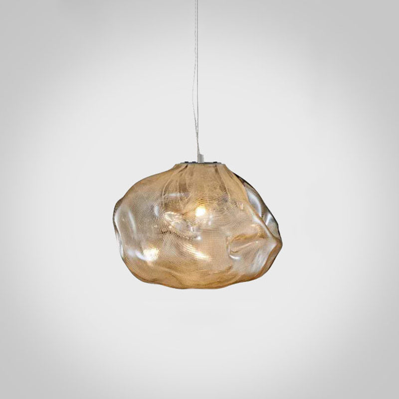 1 Light Bun Hanging Lights Post-Modern Lattice Glass Ceiling Fixture for Restaurant