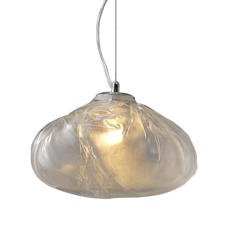 1 Light Bun Hanging Lights Post-Modern Lattice Glass Ceiling Fixture for Restaurant