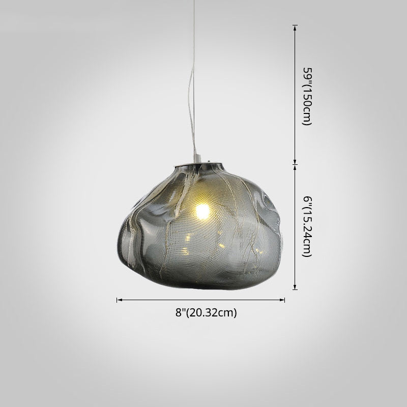 1 Light Bun Hanging Lights Post-Modern Lattice Glass Ceiling Fixture for Restaurant