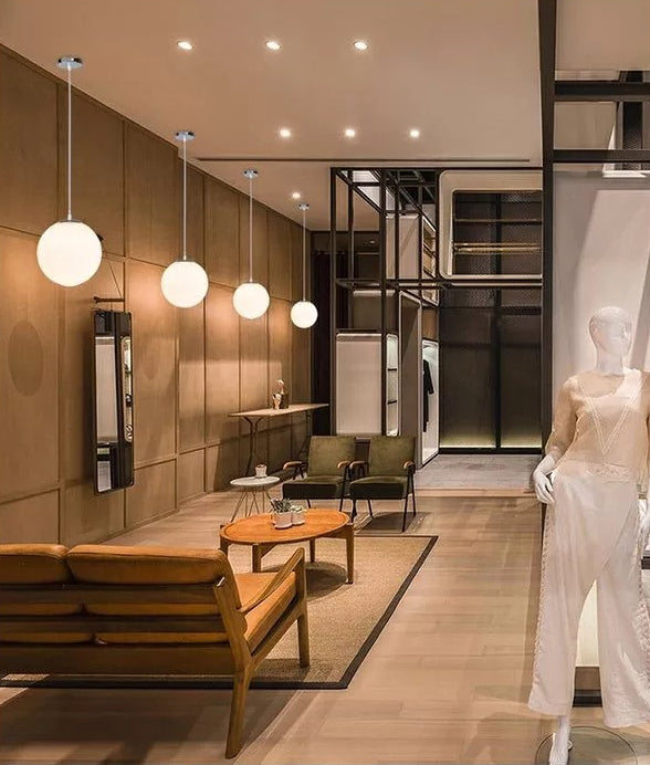1 Iflip a pallone leggero a sfere sospesa moderna semplice sospensione per soffitto in vetro bianco per negozio di abbigliamento