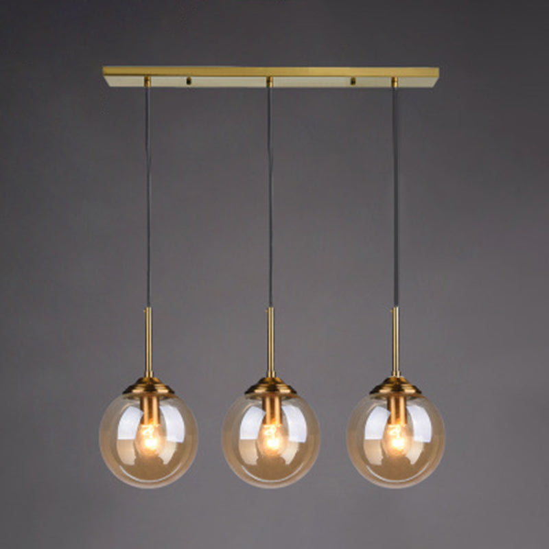3 lichten Globe hangend plafondlampen minimalistisch glas multi -light hanger voor restaurant