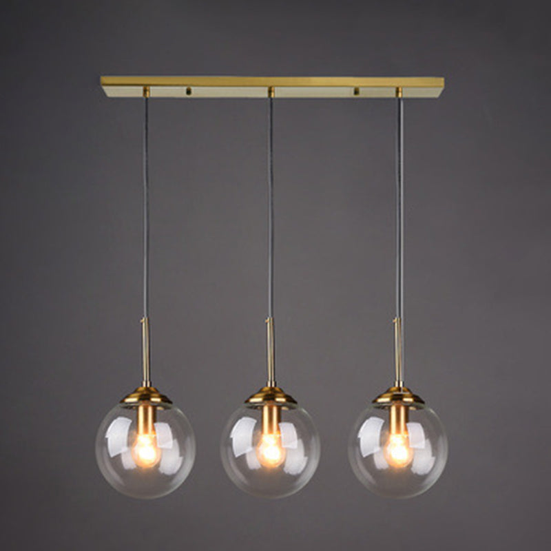 3 Lichter Globe Hanging Deckenlichter minimalistischer Glas Multi -Light -Anhänger für das Restaurant