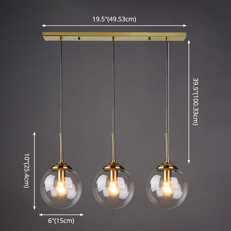 3 lichten Globe hangend plafondlampen minimalistisch glas multi -light hanger voor restaurant