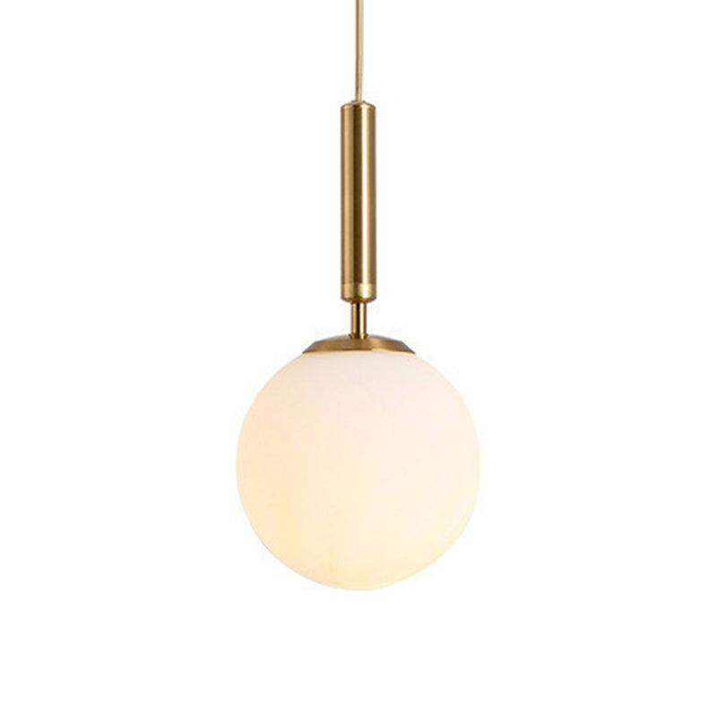 1 Light Sphere Pendant Lighting Mid-Century Modern White Glass Pendant Lighting Fixtures for Restaurant