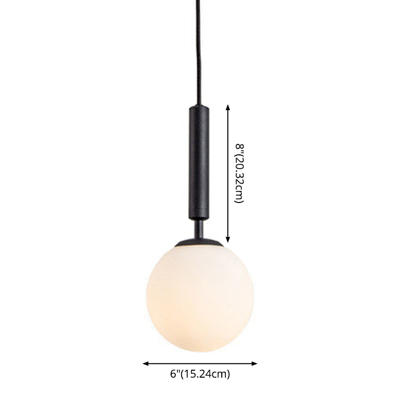 1 Light Sphere Pendant Lighting Mid-Century Modern White Glass Pendant Lighting Fixtures for Restaurant