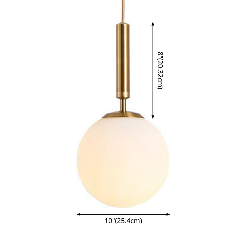 1 Light Sphere Pendant Lighting Mid-Century Modern White Glass Pendant Lighting Fixtures for Restaurant