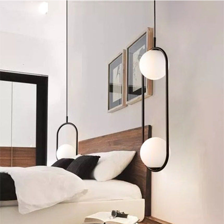 1 luminaires suspendus légers au milieu du siècle moderne en verre blanc suspendu suspendu pour chambre à coucher