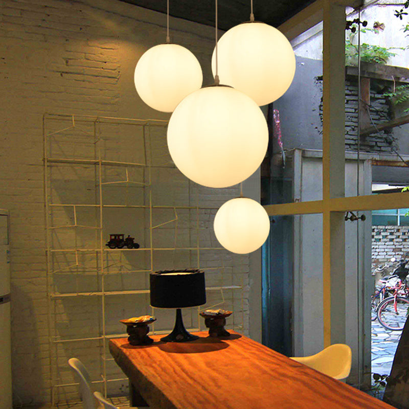 1 Light Round Ceiling Light Modern Simple White Glass Ceiling Fixture for Restaurant