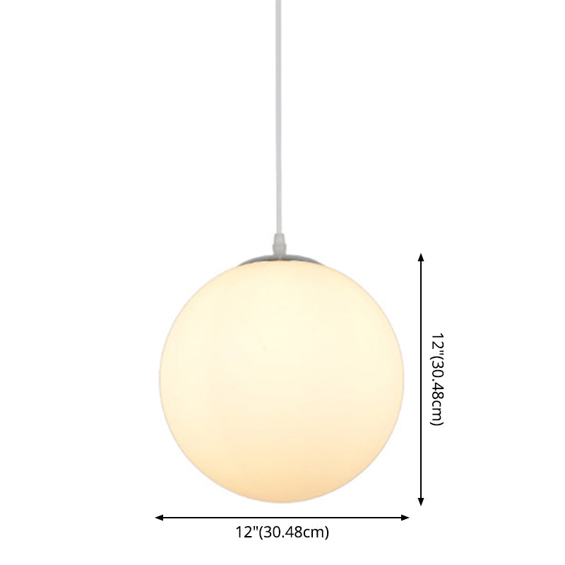 1 Light Round Ceiling Light Modern Simple White Glass Ceiling Fixture for Restaurant