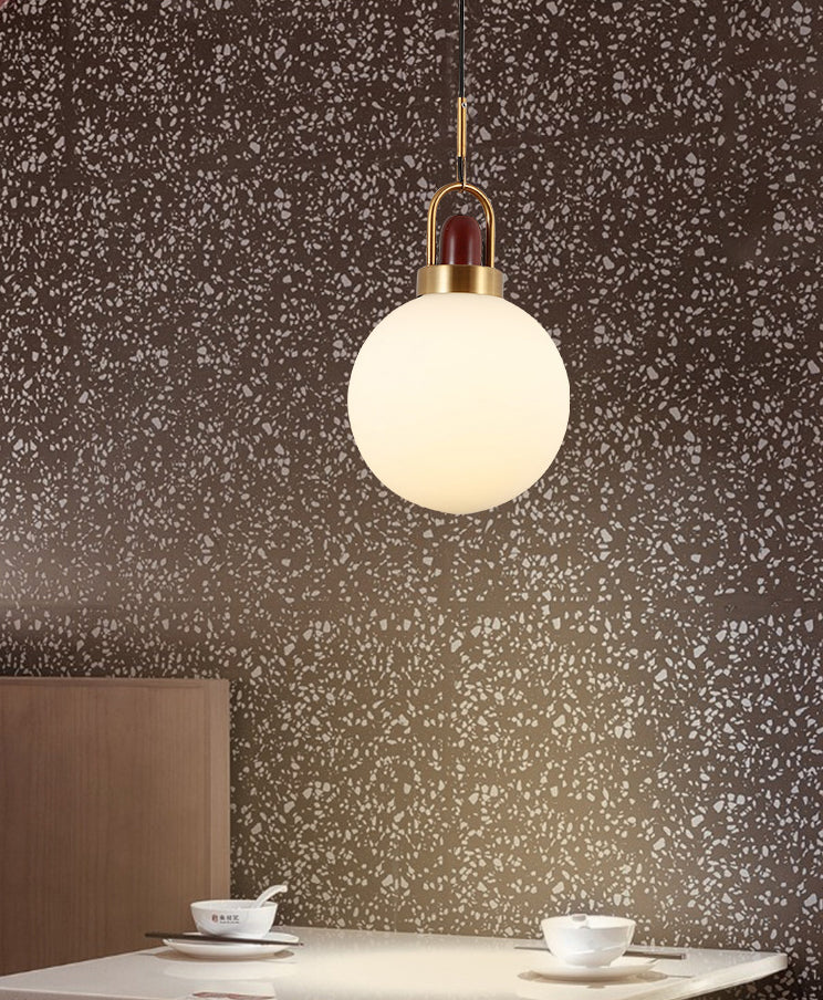1 Light Ceiling Light Modern Simple White Glass Hanging Pendant Lights for Restaurant