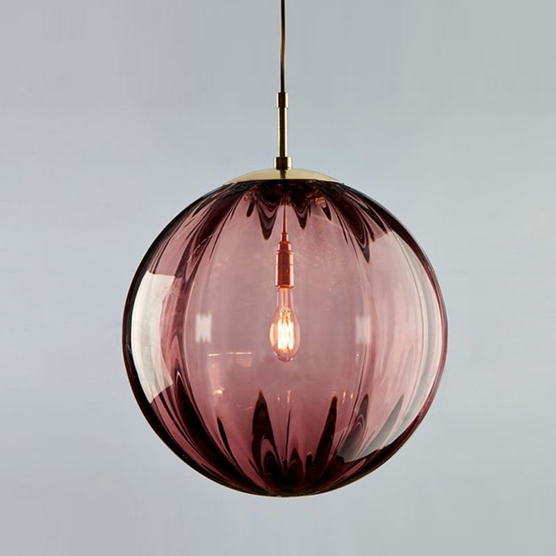 1 Light Round Hanging Ceiling Lights Post-Modern Water Glass Hanging Light Fixtures for Restaurant