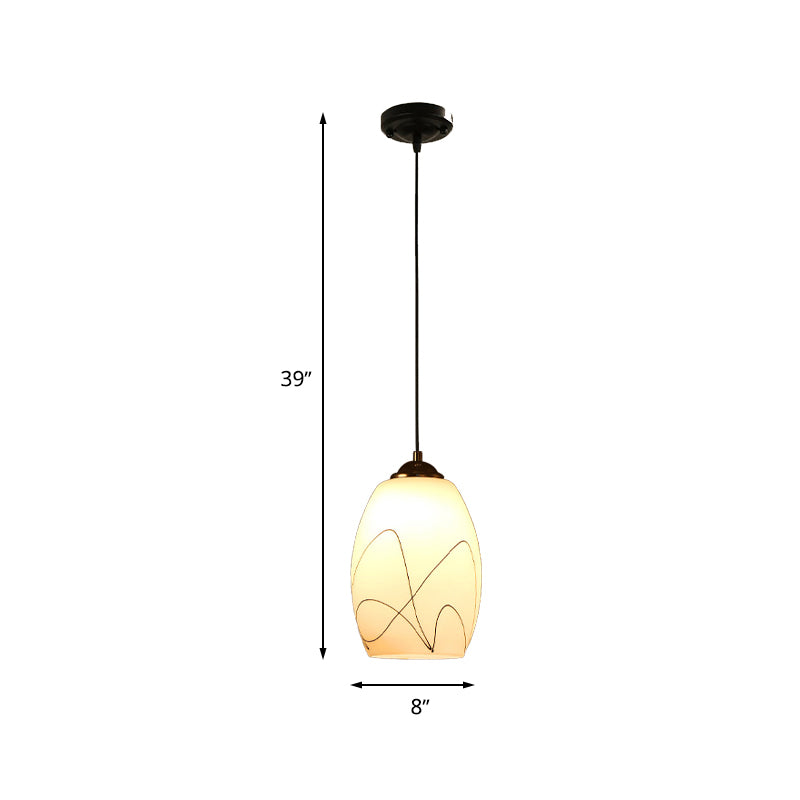 Wave Tulip White Glass Anhängerlampe moderne 1 Kopf schwarz hängende Deckenleuchte für Esszimmer
