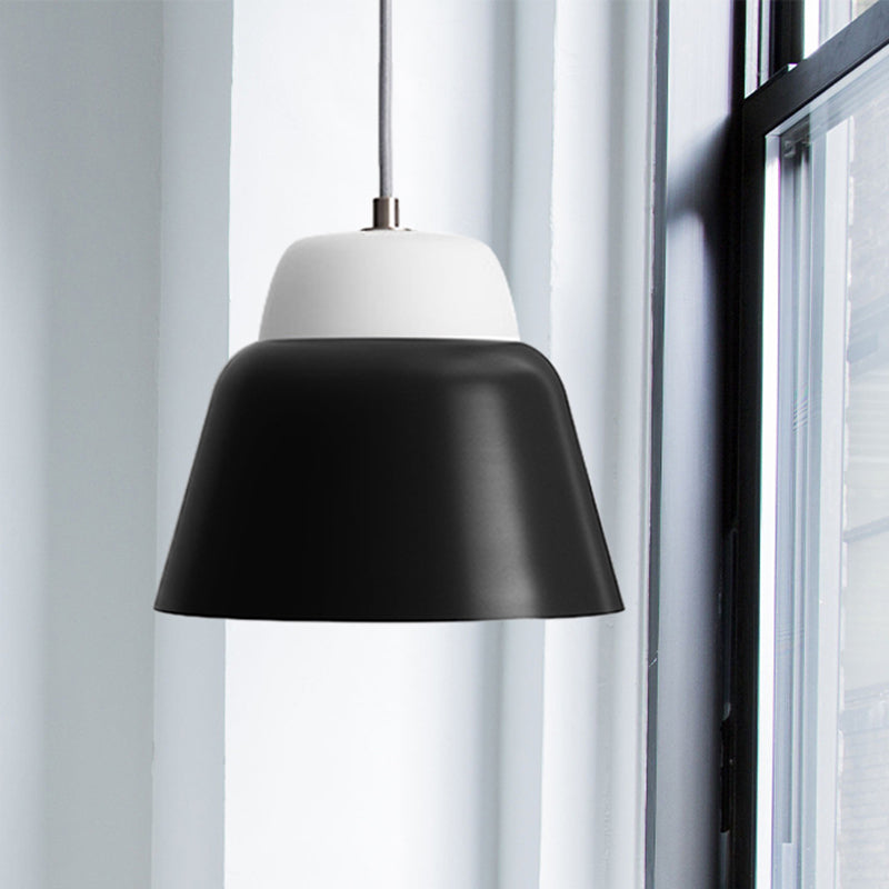 Cone Hanging Light Fixture Macaron Metal 1 Head 6.5"/10.5" Height Pink/Blue/Black Pendant Ceiling Light