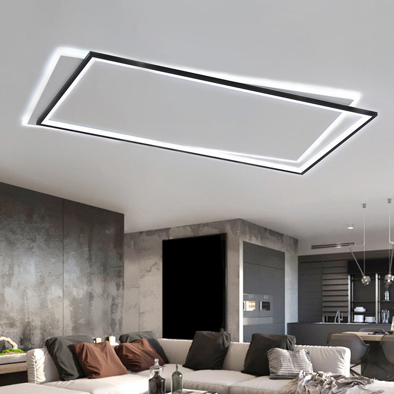 Plafonnier rectangulaire en métal, éclairage de plafond LED simple en noir et blanc