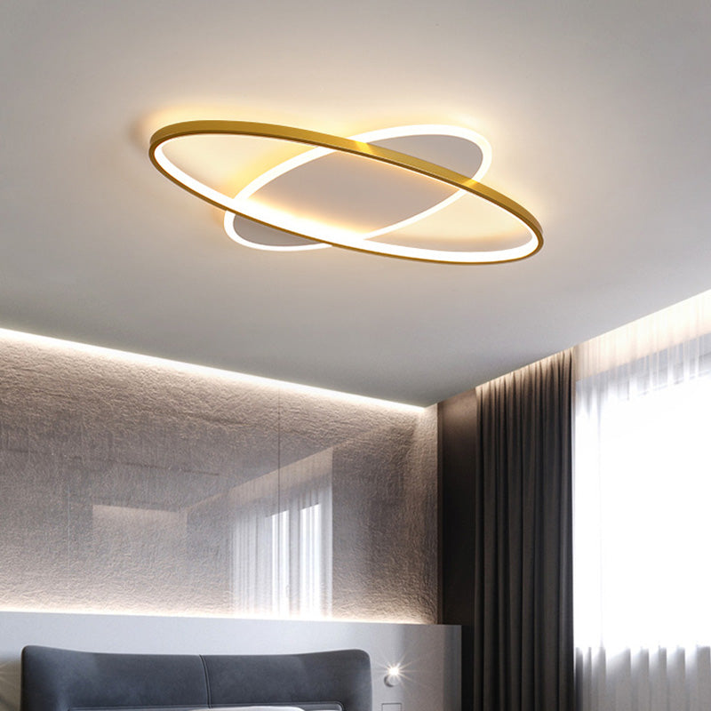 Gouden ovale inbouwlamp minimalistische stijl LED metalen plafondlamp