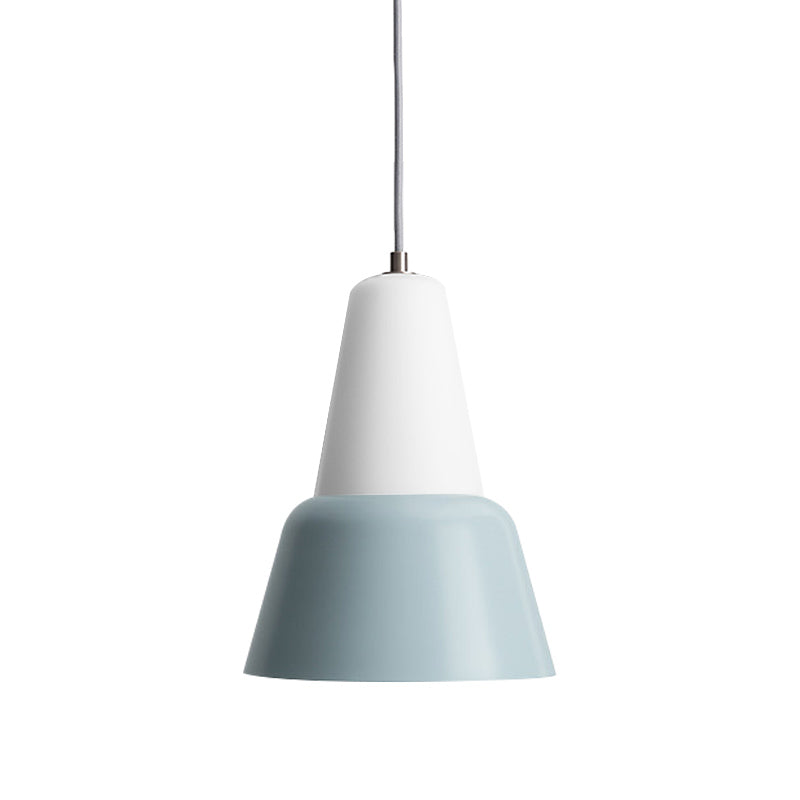 Cono colgante lámpara de metal macarrón 1 cabeza 6.5 "/10.5" Altura rosa/azul/negro Pense de techo de techo