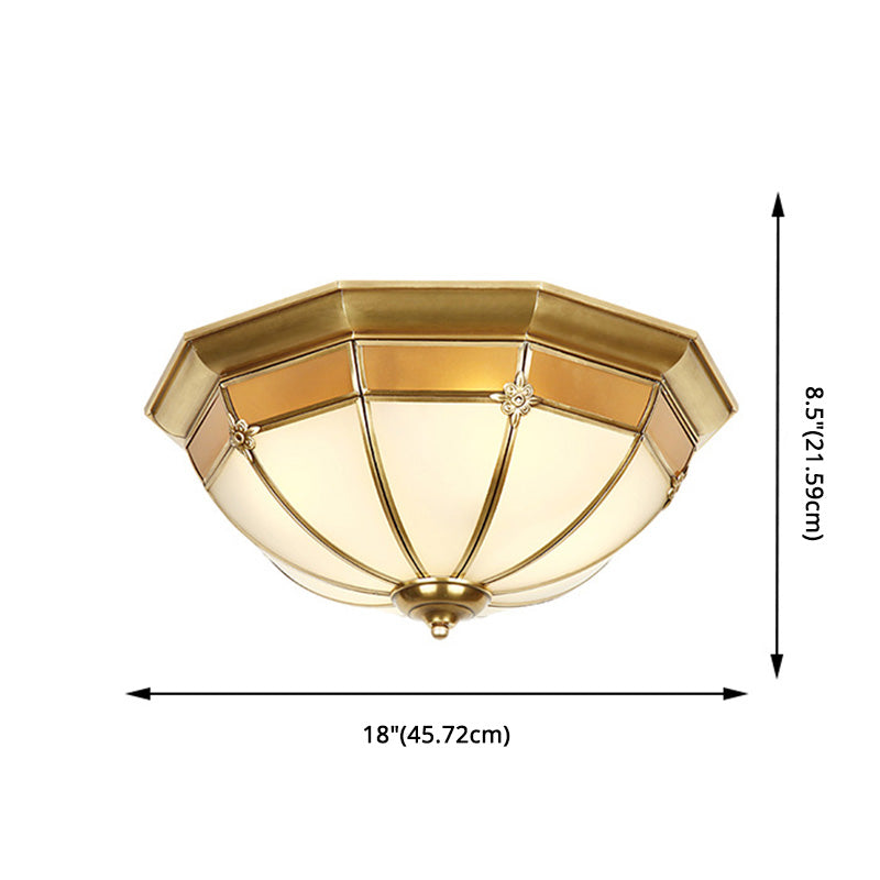 Glass Brass Ceiling Mount Light Fixture Bowl Classic Flush Mount Ceiling Lighting Fixture