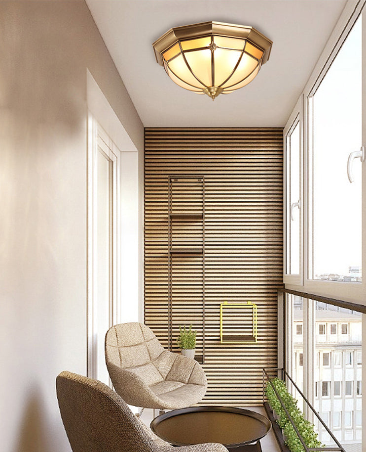 Glass Brass Ceiling Mount Light Fixture Bowl Classic Flush Mount Ceiling Lighting Fixture