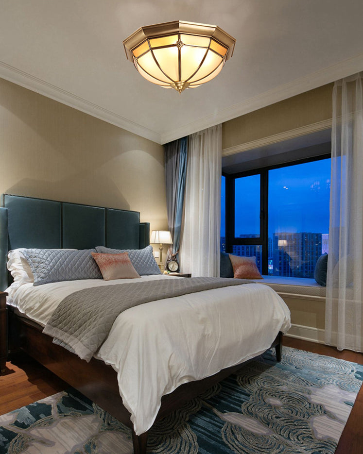 Glass Brass Ceiling Mount Light Fixture Bowl Classic Flush Mount Ceiling Lighting Fixture