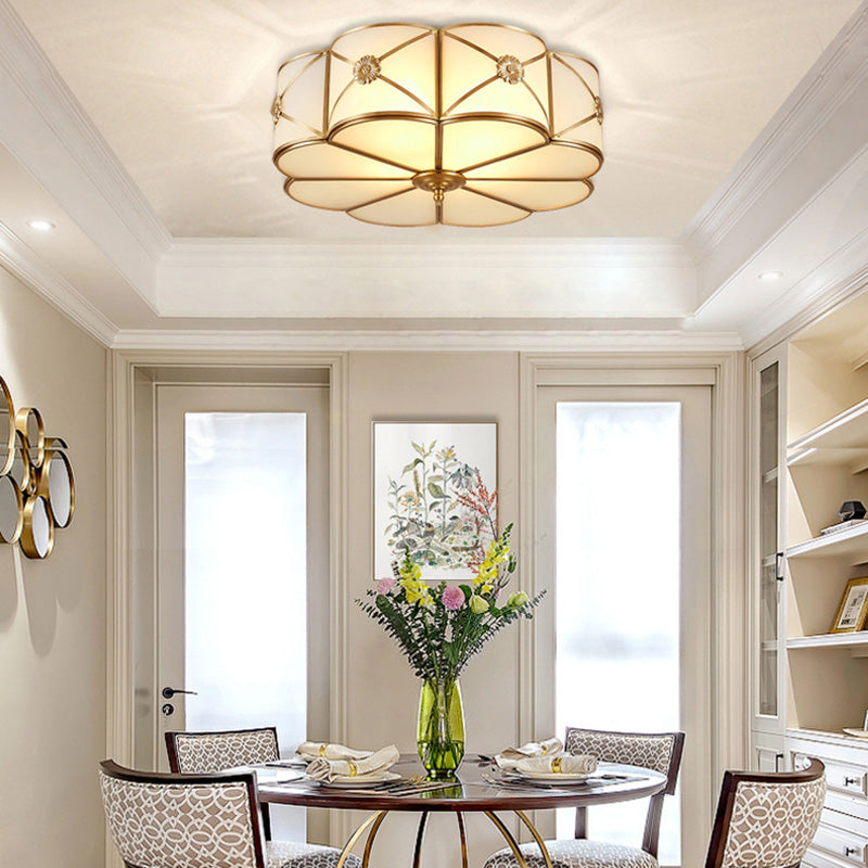 Glass Brass Close To Ceiling Light Clover Traditional Flush Mount Ceiling Light Fixture