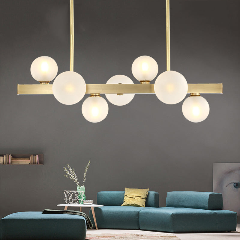 Luce sferica dell'illuminazione dell'isola di vetro in stile moderno ottone a led al soffitto