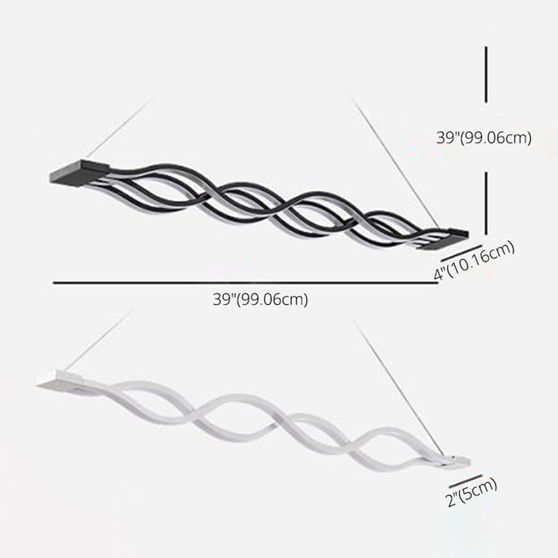 Wave Dinning Room Island Pendant Light Metal LED Contemporary Ceiling Pendant Light in White