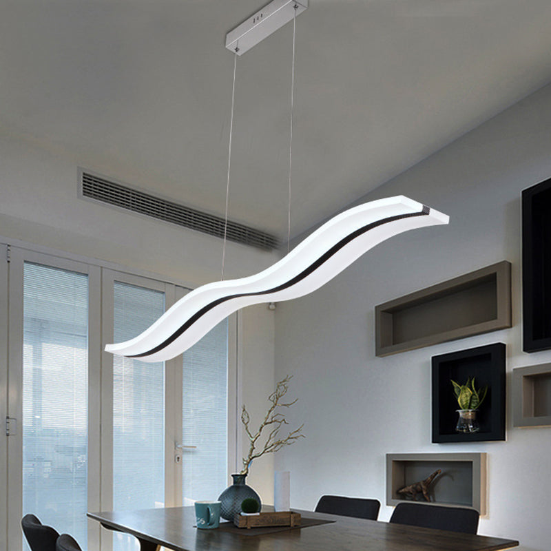 White Wave Island Lighting Fixture Modern Style LED Acrylic Pendant Lighting Fixture