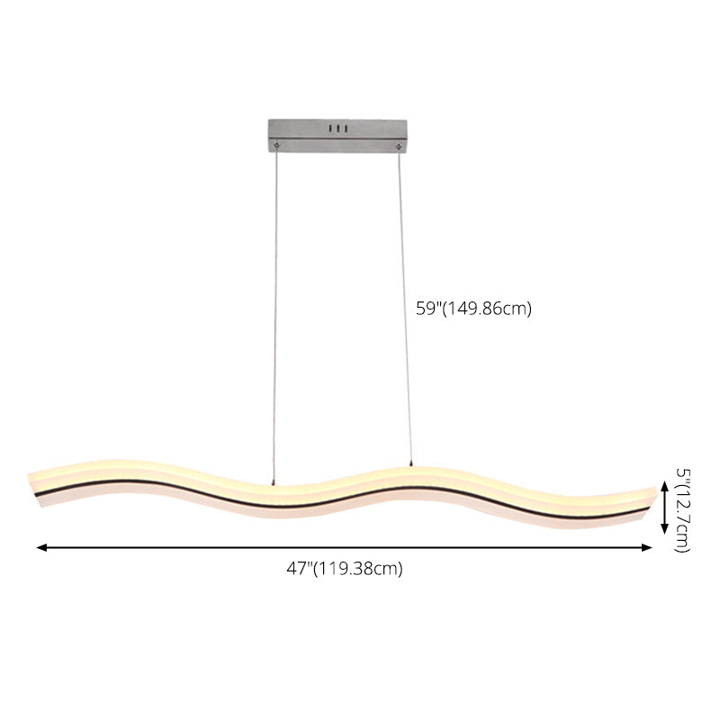 White Wave Island Lighting Fixture Modern Style LED Acrylic Pendant Lighting Fixture