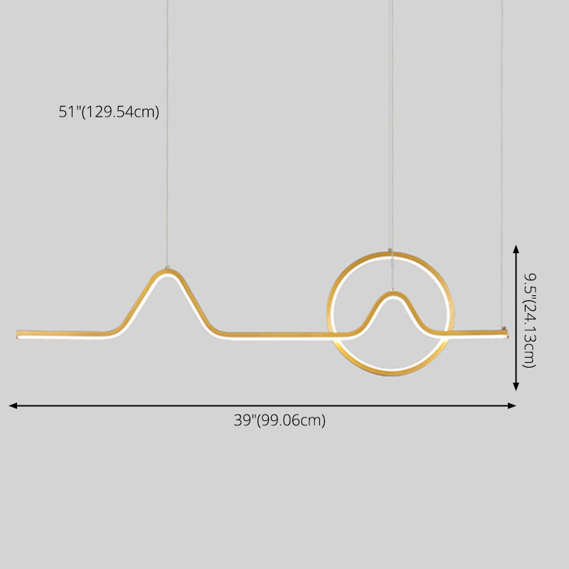 Metal Lines Island Lighting Fixture Contemporary Style LED Island Ceiling Light for Dinning Room