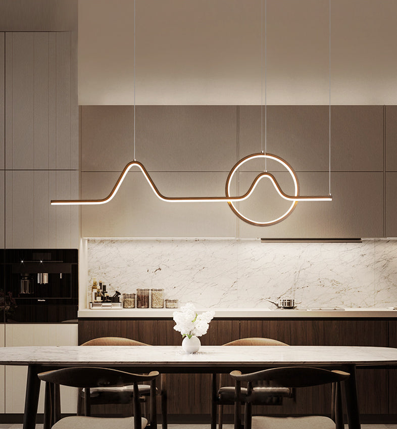 Metal Lines Island Lighting Fixture Contemporary Style LED Island Ceiling Light for Dinning Room