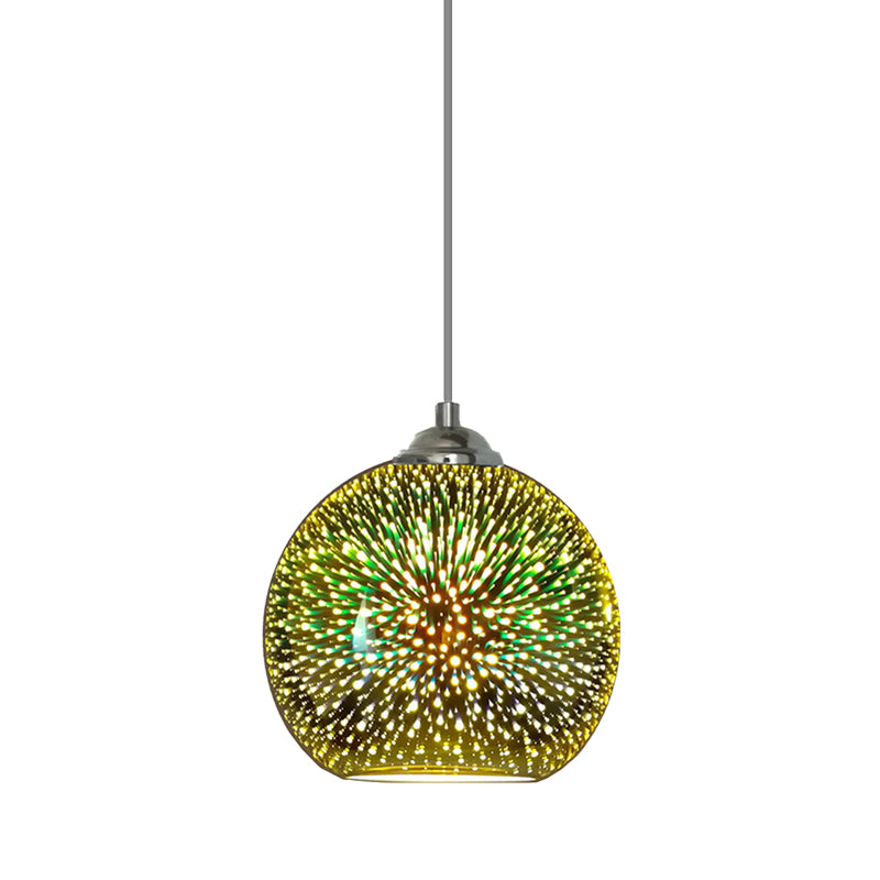 Globe Hanging Light Fixture Modern Gold/Copper 3D Glass 1 Head 8"/10" Wide Dining Room Pendant Lamp