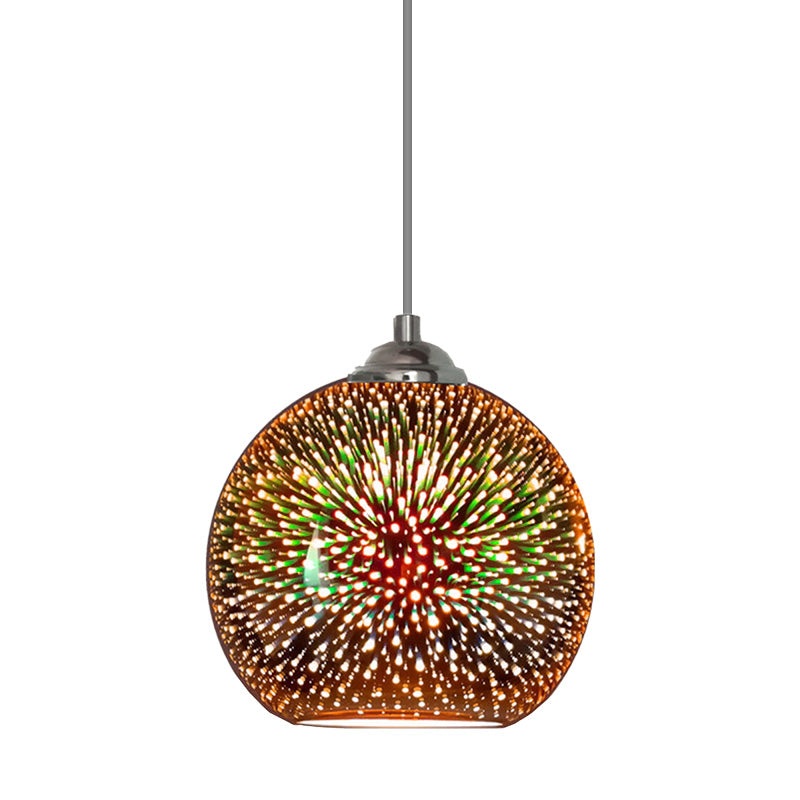 Globe Hanging Light Fixture Modern Gold/Copper 3D Glass 1 Head 8"/10" Wide Dining Room Pendant Lamp