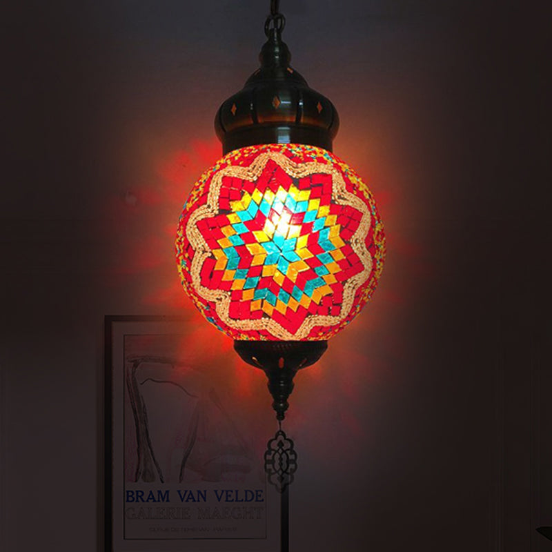 Antike kugel hängende helle farbenfrohes Glas 1/6 Lampenaufhängung Licht für Wohnzimmer
