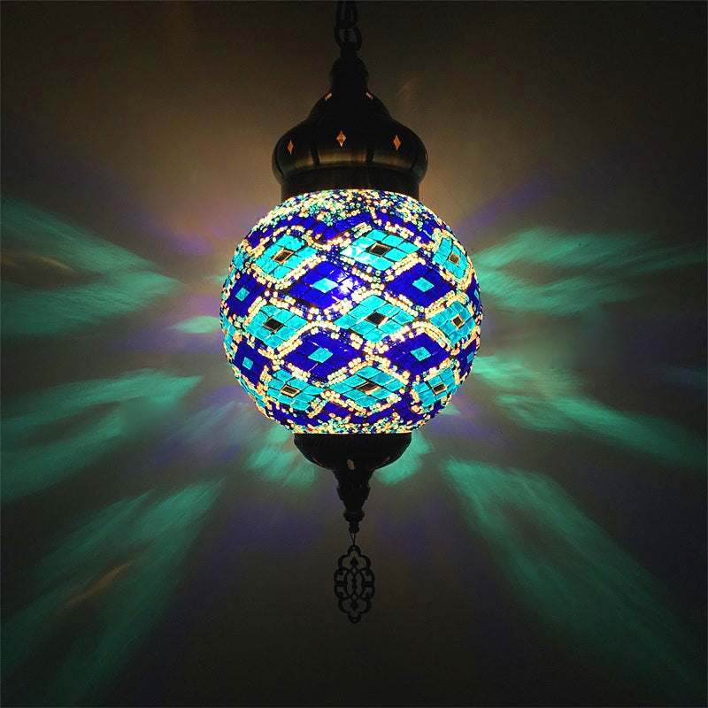 Luz de colgante de bola antigua Colorida Vidrio 1/6 Bulbos Luz de suspensión para sala de estar