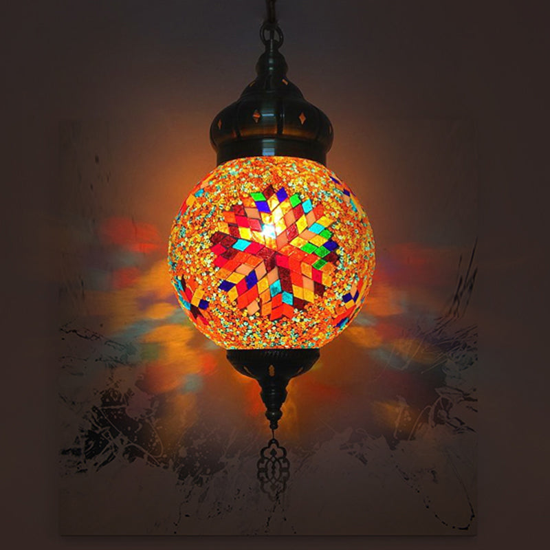 Boule de balle antique en verre coloré en verre 1/6 suspension de bulbes Lumière pour le salon