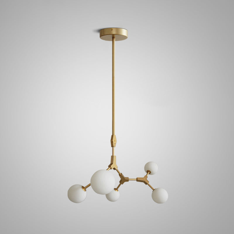 Gold Modern Branch Branch Molecular lampadario molecolare Bianco di vetro Blaccia Aibero appeso per la sala da pranzo in cucina