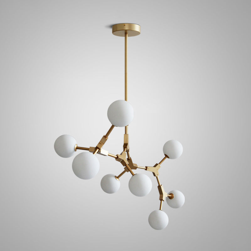 Gold Modern Branch Branch Molecular lampadario molecolare Bianco di vetro Blaccia Aibero appeso per la sala da pranzo in cucina