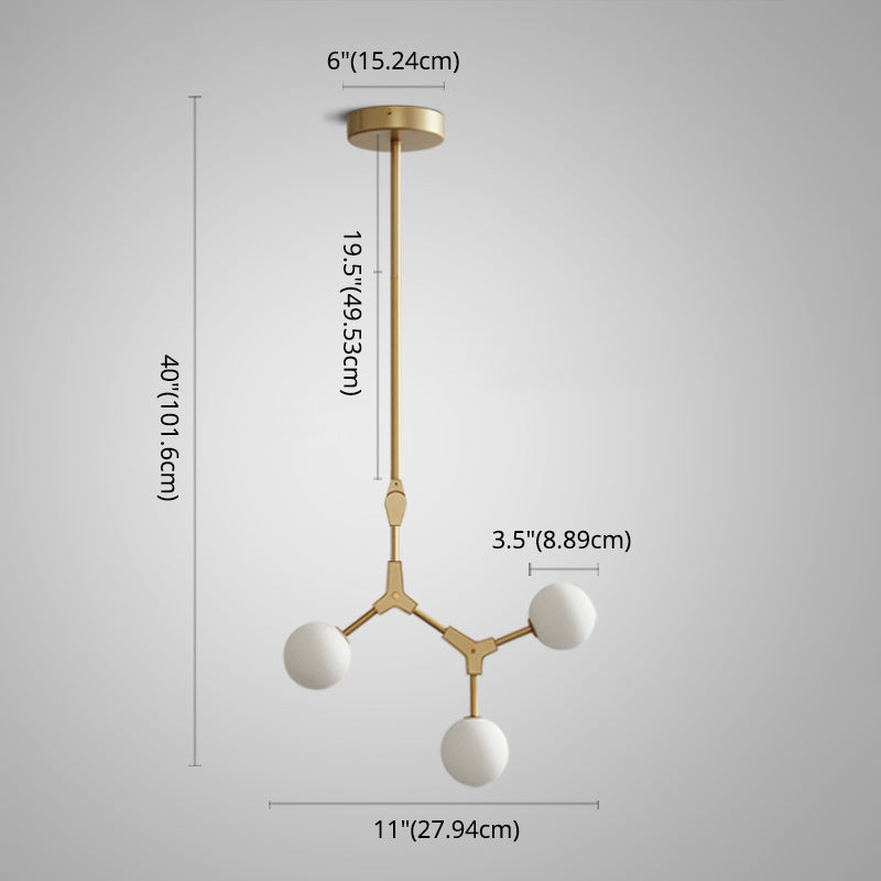 Gold Modern Branch Branch Molecular lampadario molecolare Bianco di vetro Blaccia Aibero appeso per la sala da pranzo in cucina