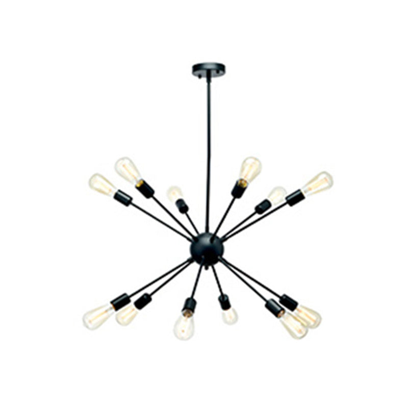 Cambadora de lámpara de lámpara en forma de ráfaga de plancha negra Bombilla de estilo industrial de estilo industrial con 4 x 9.8 "varillas colgantes