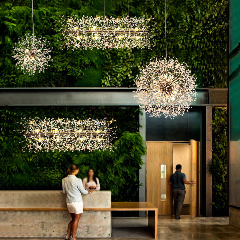 Hedendaagse eenvoud Stijl Dandelion Kroonluchter met kristallen kralenschaduw Home Decoratief verlichting voor eetkamer