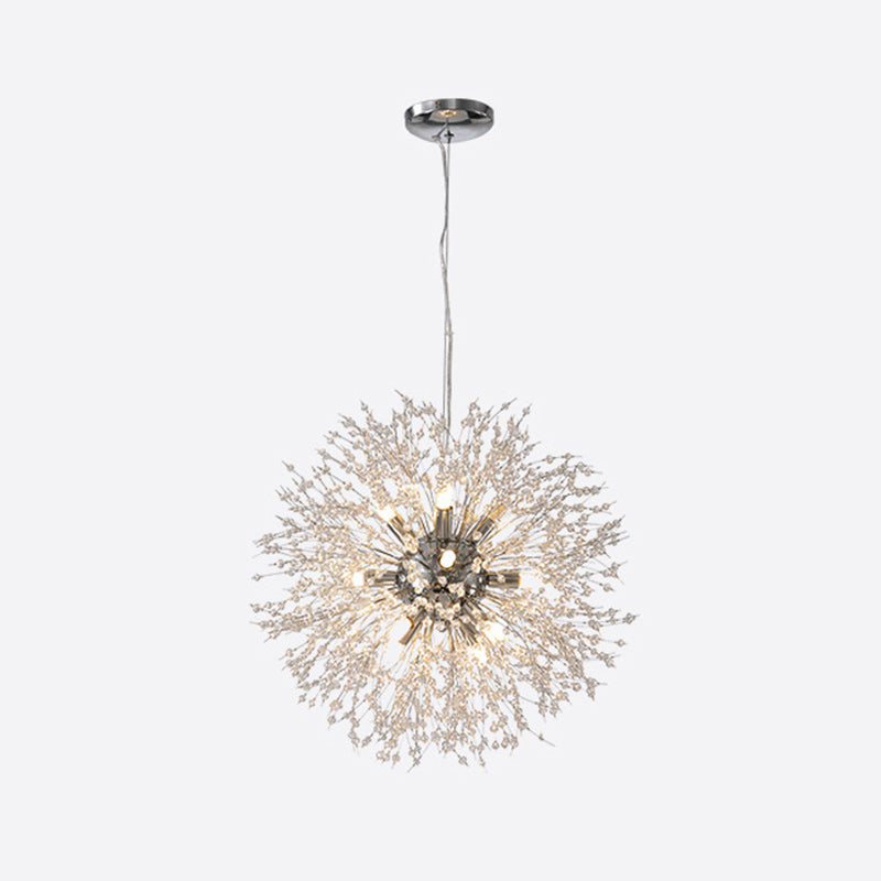 Contemporary Simplicity Style Dandelion Chandelier with Crystal Beads Shade Home Decorative Lighting Fixture for Dining Room