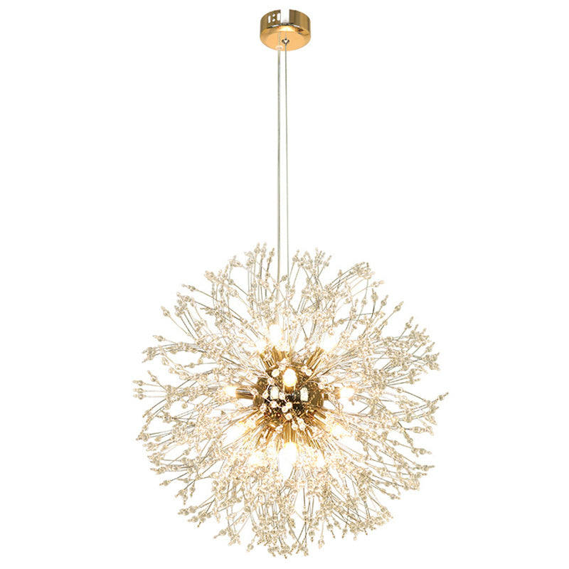 Contemporary Simplicity Style Dandelion Chandelier with Crystal Beads Shade Home Decorative Lighting Fixture for Dining Room