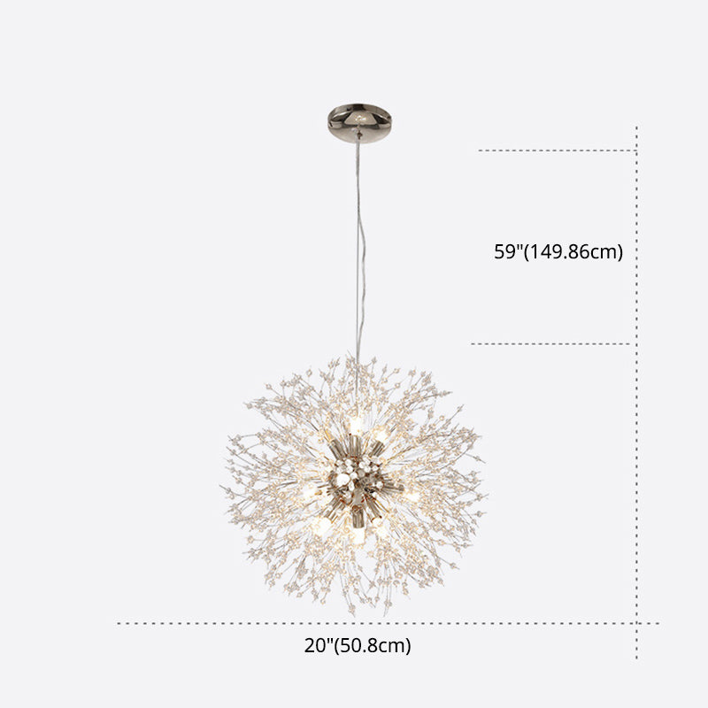 Contemporary Simplicity Style Dandelion Chandelier with Crystal Beads Shade Home Decorative Lighting Fixture for Dining Room