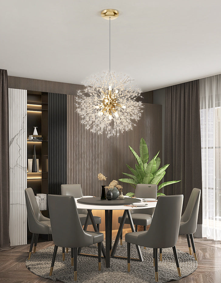 Hedendaagse eenvoud Stijl Dandelion Kroonluchter met kristallen kralenschaduw Home Decoratief verlichting voor eetkamer
