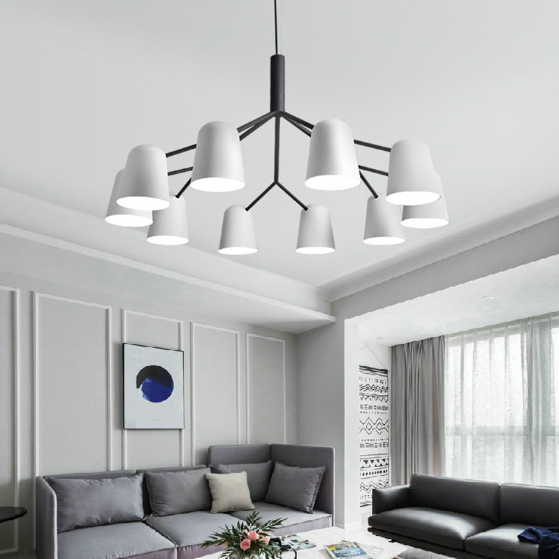 Nordic Simplicity Style Chandelier Light with Down Lighting Cylindrical Shade Living Room Lighting Fixture