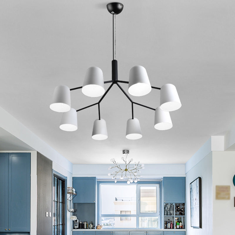 Nordic Simplicity Style Chandelier Light with Down Lighting Cylindrical Shade Living Room Lighting Fixture