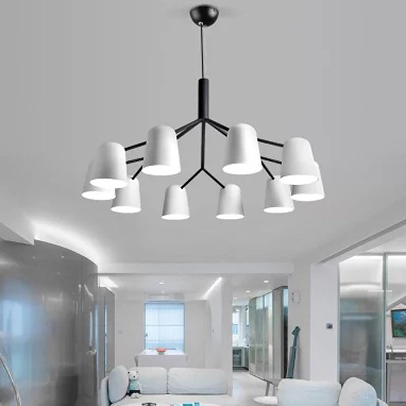 Nordic Simplicity Style Chandelier Light with Down Lighting Cylindrical Shade Living Room Lighting Fixture