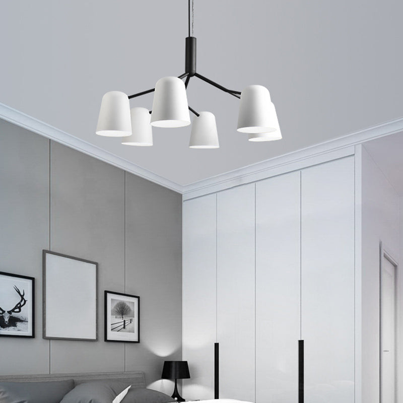 Nordic Simplicity Style Chandelier Light with Down Lighting Cylindrical Shade Living Room Lighting Fixture