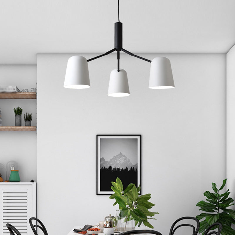 Nordic Simplicity Style Chandelier Light with Down Lighting Cylindrical Shade Living Room Lighting Fixture