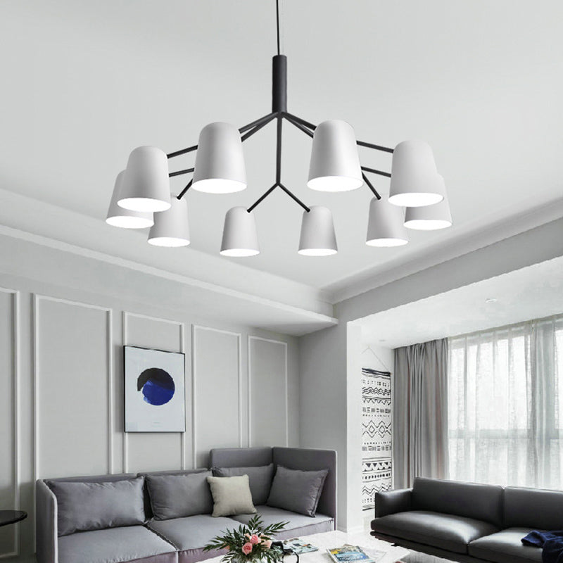 Nordic Simplicity Style Chandelier Light with Down Lighting Cylindrical Shade Living Room Lighting Fixture